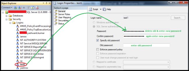 Demonstration of changing password of login